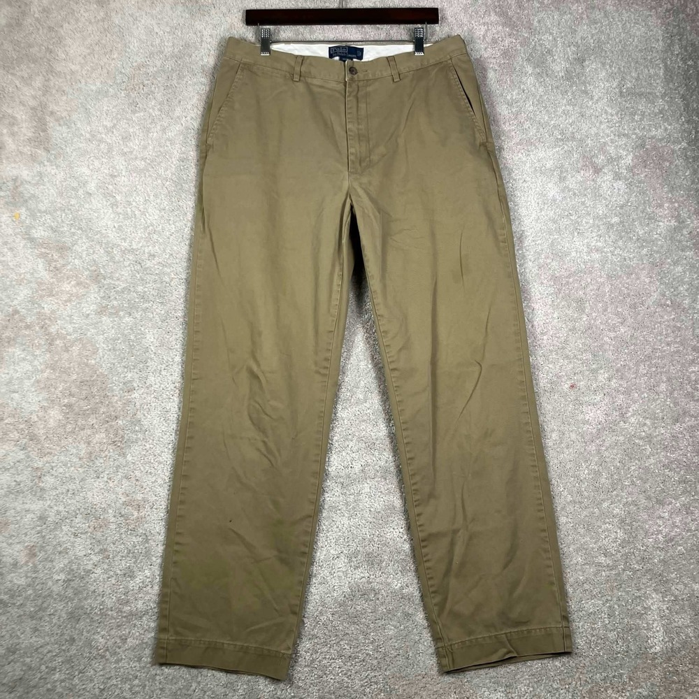 Vtg Polo Ralph Lauren Classic Chino Pants Mens 35/32 (fits 34x30) Khaki Tan